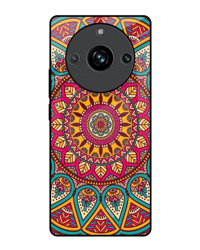 Shop Elegant Mandala Premium Glass Case for Realme 11 Pro+ 5G (Shock Proof, Scratch Resistant)-Front