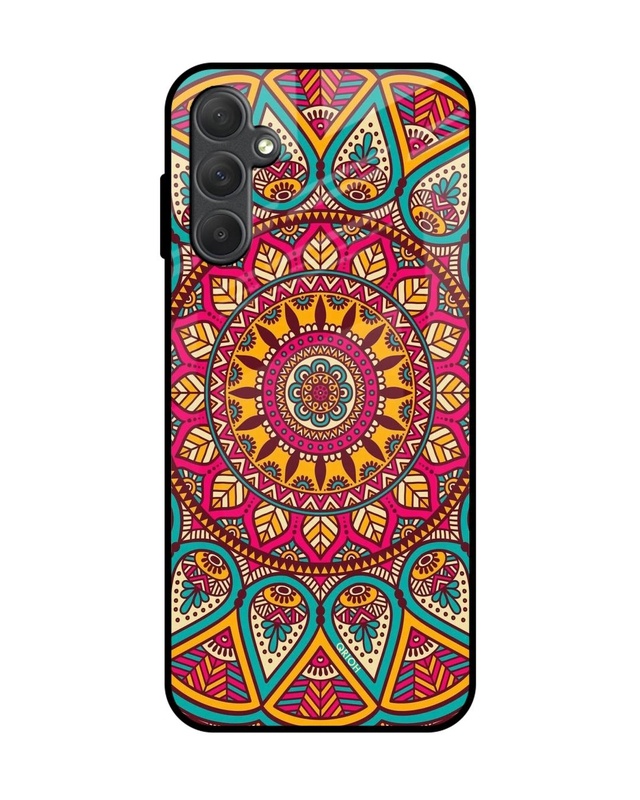 Shop Elegant Mandala Premium Glass Case for Samsung Galaxy M14 5G (Shock Proof, Scratch Resistant)-Front