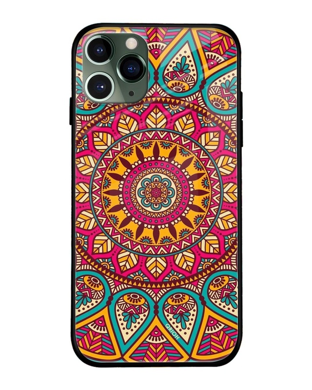 Shop Elegant Mandala Printed Premium Glass Cover For iPhone 11 Pro Max (Impact Resistant, Matte Finish)-Front