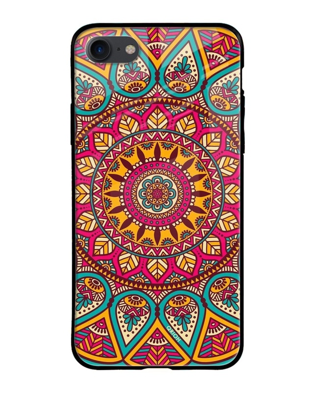 Shop Elegant Mandala Printed Premium Glass Cover For iPhone 7 (Impact Resistant, Matte Finish)-Front