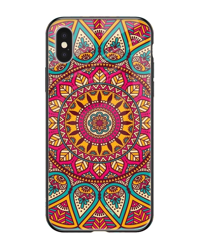 Shop Elegant Mandala Printed Premium Glass Cover For iPhone XS Max (Impact Resistant, Matte Finish)-Front