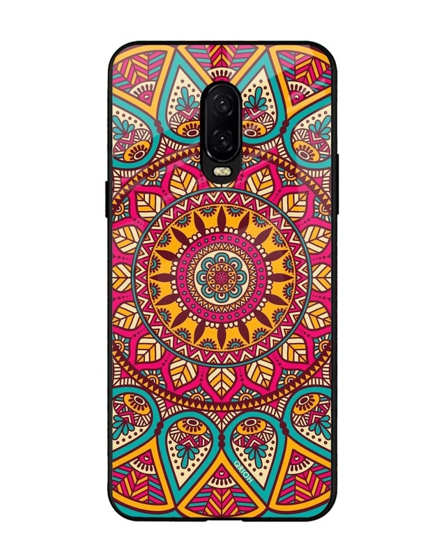 Shop Elegant Mandala Printed Premium Glass Cover For OnePlus 6T (Impact Resistant, Matte Finish)-Front