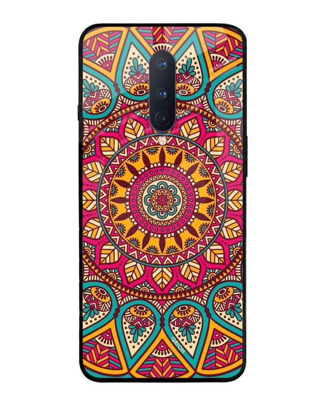 Shop Elegant Mandala Printed Premium Glass Cover For OnePlus 8 (Impact Resistant, Matte Finish)-Front