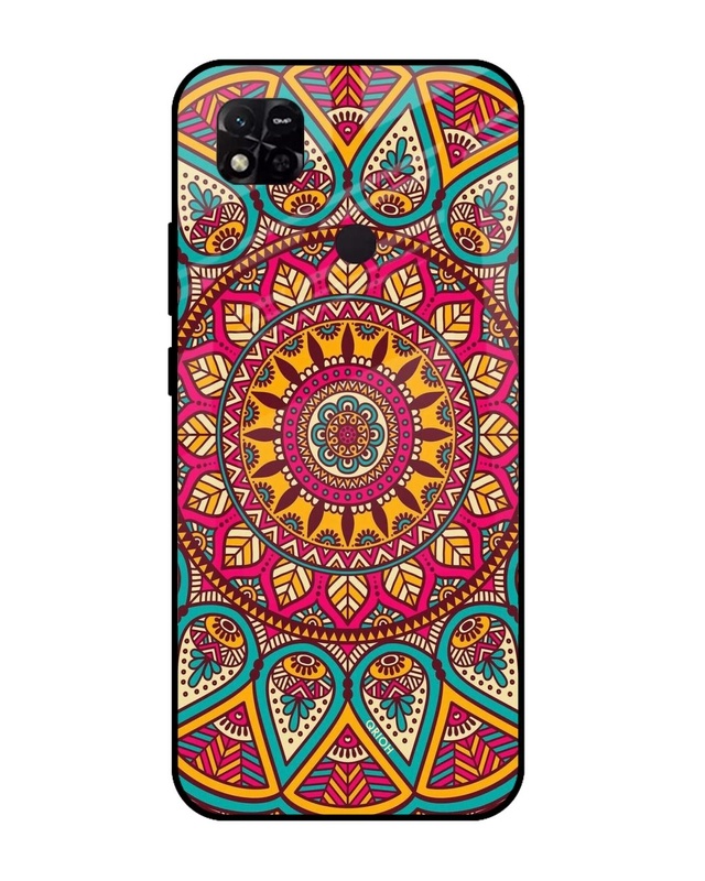 Shop Elegant Mandala Printed Premium Glass Cover For Redmi 10A (Impact Resistant, Matte Finish)-Front