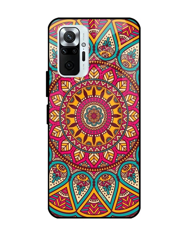 Shop Elegant Mandala Printed Premium Glass Cover For Xiaomi Redmi Note 10 Pro Max (Matte Finish)-Front