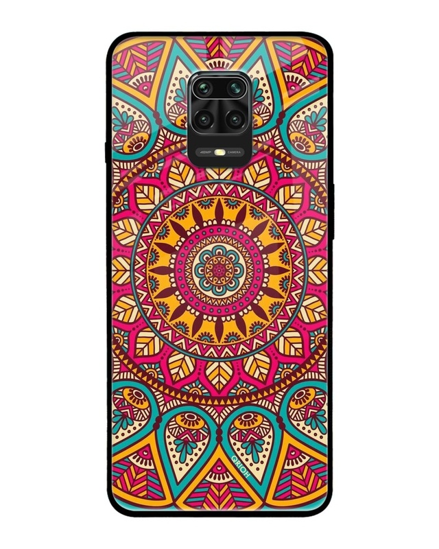 Shop Elegant Mandala Printed Premium Glass Cover For Xiaomi Redmi Note 9 Pro (Matte Finish)-Front