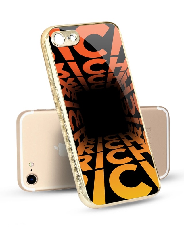 Shop Eye Twister illusion Metallic Gold Premium Glass Case for Apple iPhone 7-Front