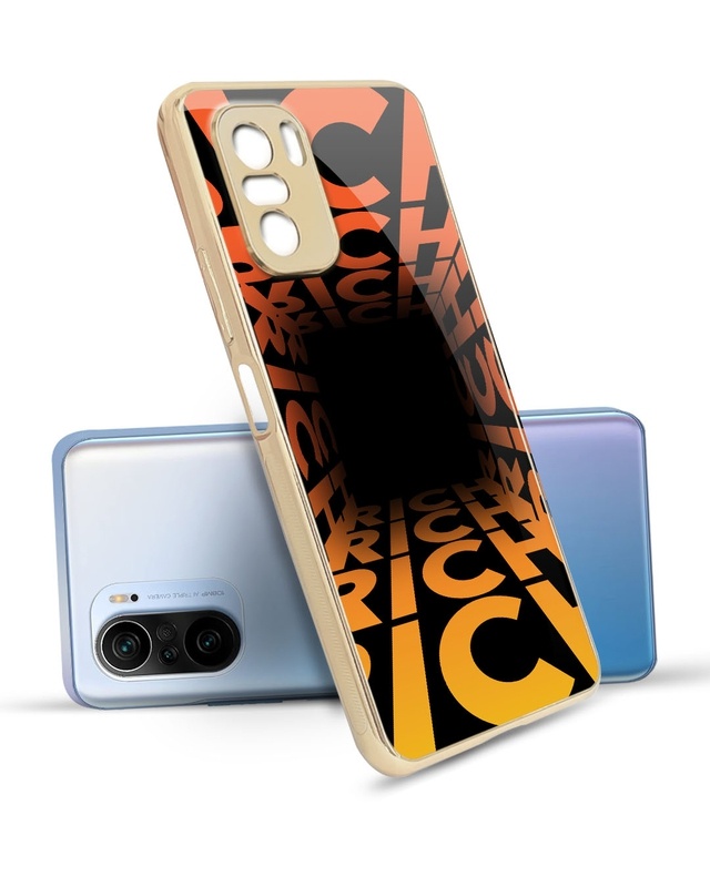 Shop Eye Twister illusion Metallic Gold Premium Glass Case for Mi 11X Pro-Front