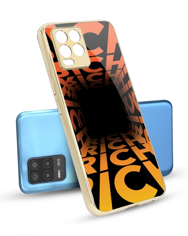 Shop Eye Twister illusion Metallic Gold Premium Glass Case for Realme 8-Front