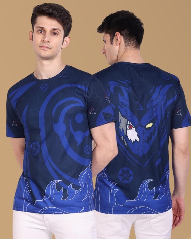 Shop Fans Army Men's Blue Sasuke Susanoo Printed T-shirt-Front