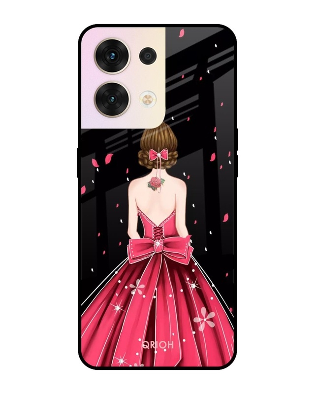 Shop Fashion Princess Printed Premium Glass Cover for Oppo Reno8 5G (Shock Proof, Scratch Resistant)-Front
