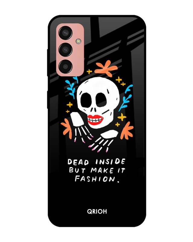 Shop Fashionable Skeleton Printed Premium Glass Cover for Samsung Galaxy M13-Front