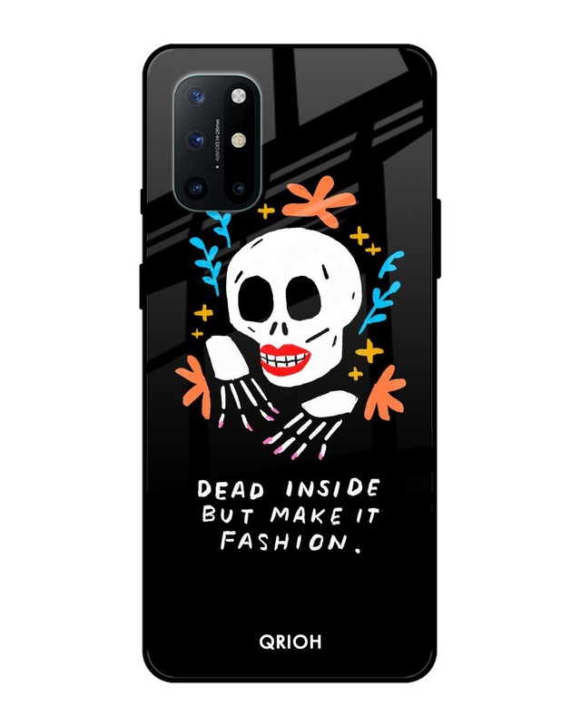 Shop Fashionable Skeleton Printed Premium Glass Cover For OnePlus 8T (Impact Resistant, Matte Finish)-Front