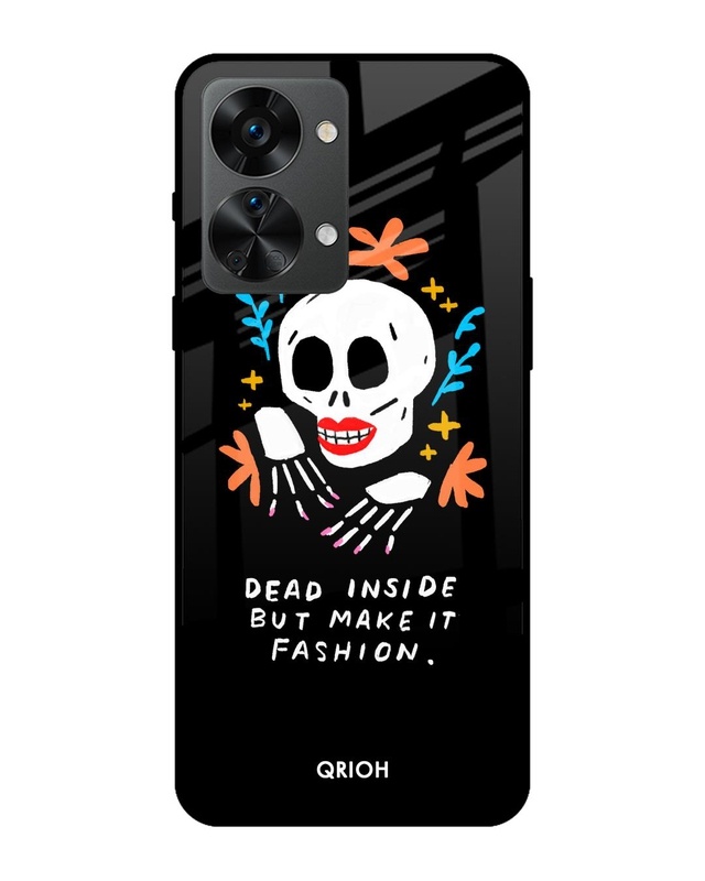 Shop Fashionable Skeleton Printed Premium Glass Cover For OnePlus Nord 2T 5G (Matte Finish)-Front