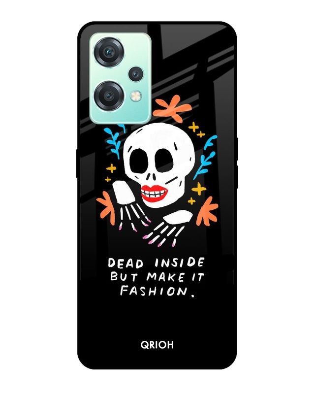 Shop Fashionable Skeleton Printed Premium Glass Cover For OnePlus Nord CE 2 Lite 5G (Matte Finish)-Front