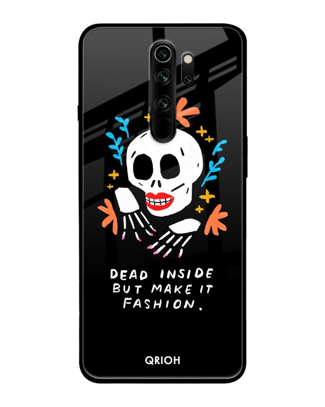 Shop Fashionable Skeleton Printed Premium Glass Cover For Xiaomi Redmi Note 8 Pro (Matte Finish)-Front