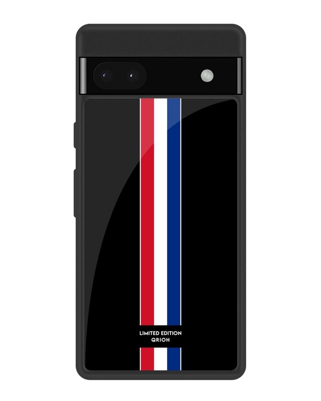 Shop Flag Striped Premium Glass Case for Google Pixel 6a (Shock Proof, Scratch Resistant)-Front