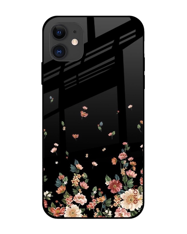 Shop Floating Floral Print Premium Glass Case for Apple iPhone 12 (Shock Proof, Scratch Resistant)-Front