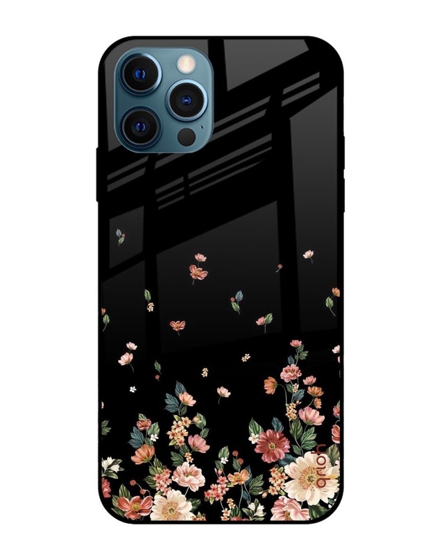 Shop Floating Floral Print Premium Glass Case for Apple iPhone 12 Pro Max(Shock Proof, Scratch Resistant)-Front