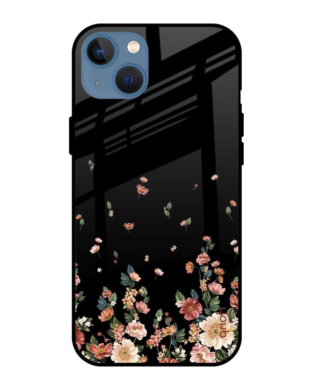 Shop Floating Floral Print Premium Glass Case for Apple iPhone 13 (Shock Proof, Scratch Resistant)-Front