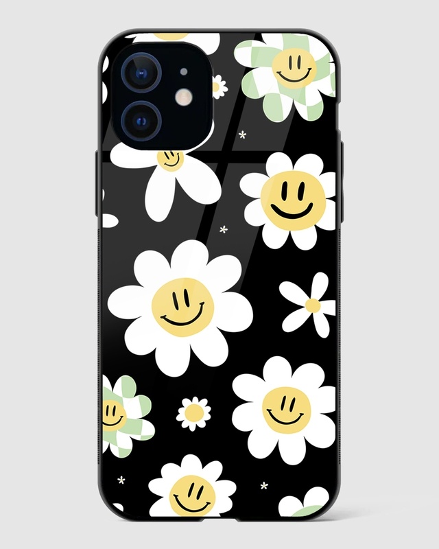 Shop Floral Daisy White Premium Glass Case for Apple iPhone 12 Mini-Front