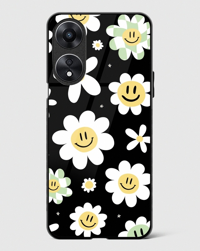 Shop Floral Daisy White Premium Glass Case for Oppo A78 5G-Front