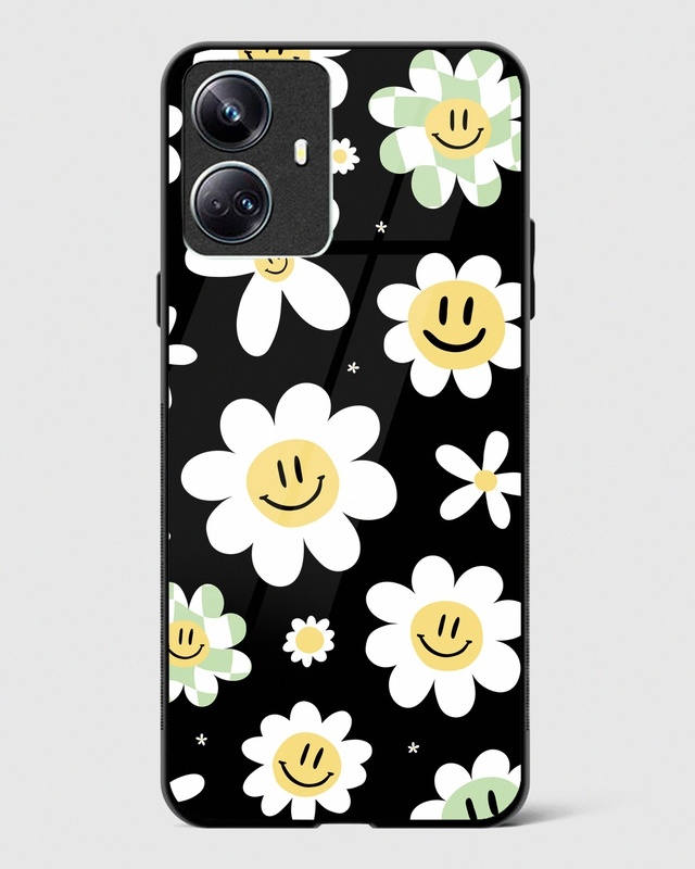 Shop Floral Daisy White Premium Glass Case for Realme 10 Pro Plus 5G-Front