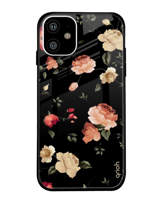 Shop Floral Printed Premium Glass Cover For iPhone 11 (Impact Resistant, Matte Finish)-Front