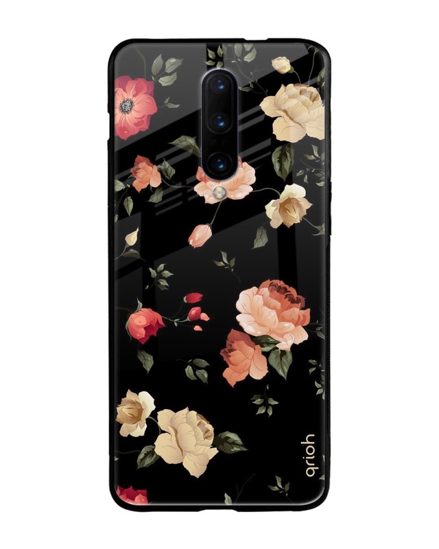 Shop Floral Printed Premium Glass Cover For OnePlus 7 Pro (Impact Resistant, Matte Finish)-Front