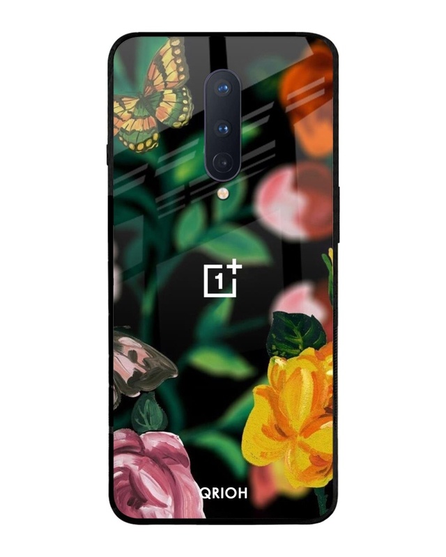 Shop Floral Printed Premium Glass Cover For OnePlus 8 (Impact Resistant, Matte Finish)-Front