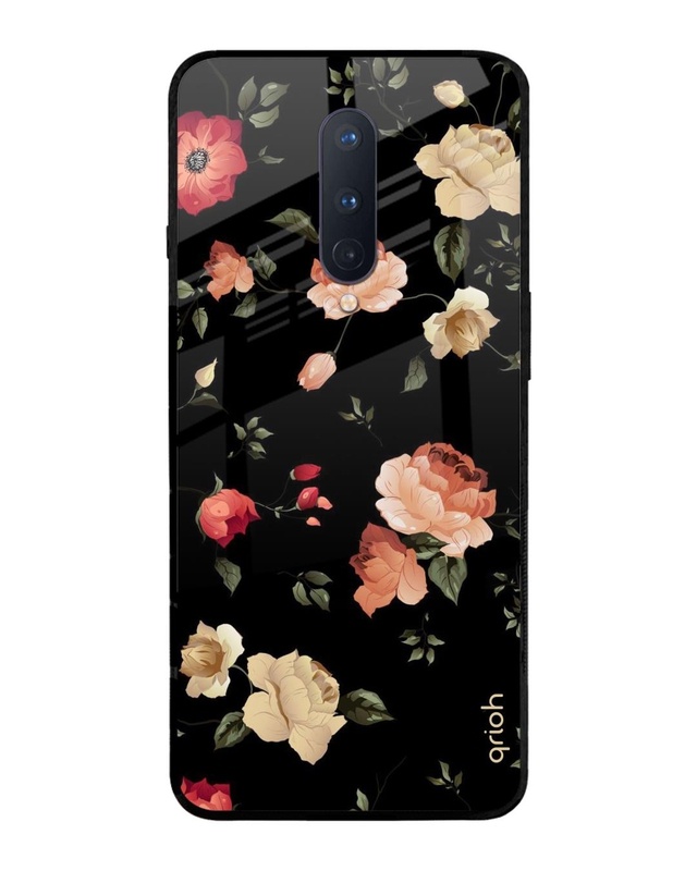 Shop Floral Printed Premium Glass Cover For OnePlus 8 (Impact Resistant, Matte Finish)-Front