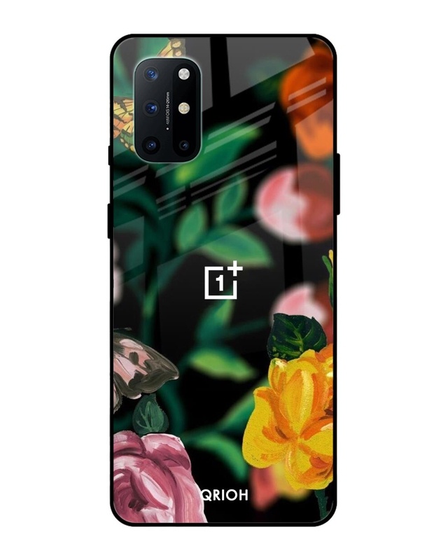 Shop Floral Printed Premium Glass Cover For OnePlus 8T (Impact Resistant, Matte Finish)-Front