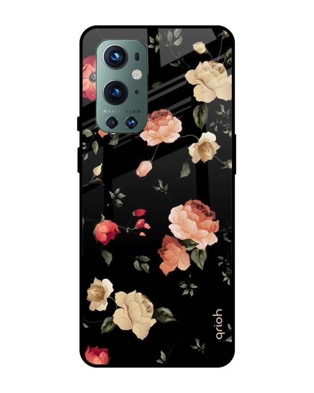 Shop Floral Printed Premium Glass Cover For OnePlus 9 Pro (Impact Resistant, Matte Finish)-Front