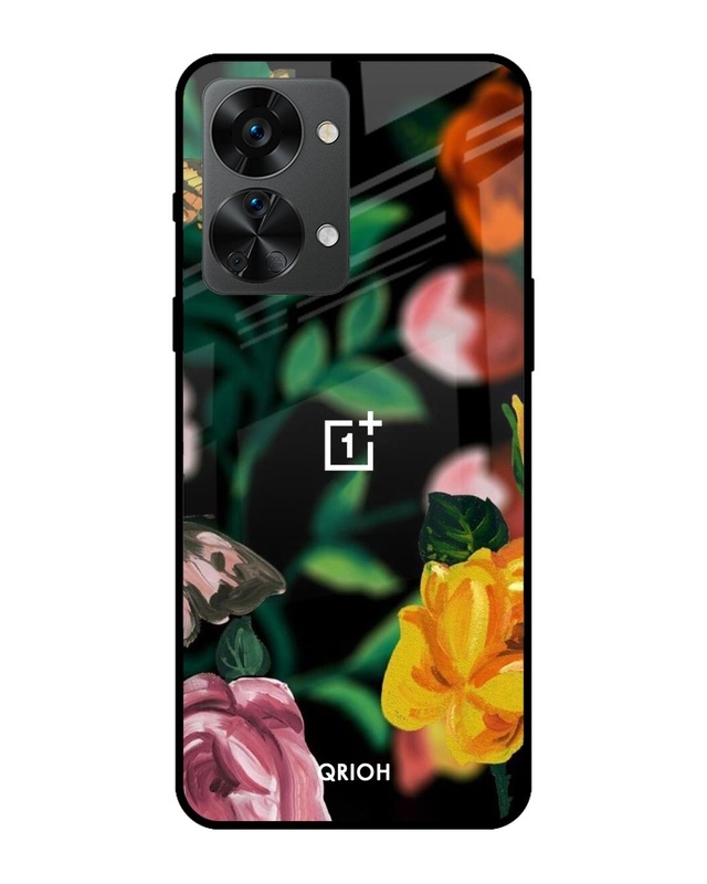 Shop Floral Printed Premium Glass Cover For OnePlus Nord 2T 5G (Impact Resistant, Matte Finish)-Front
