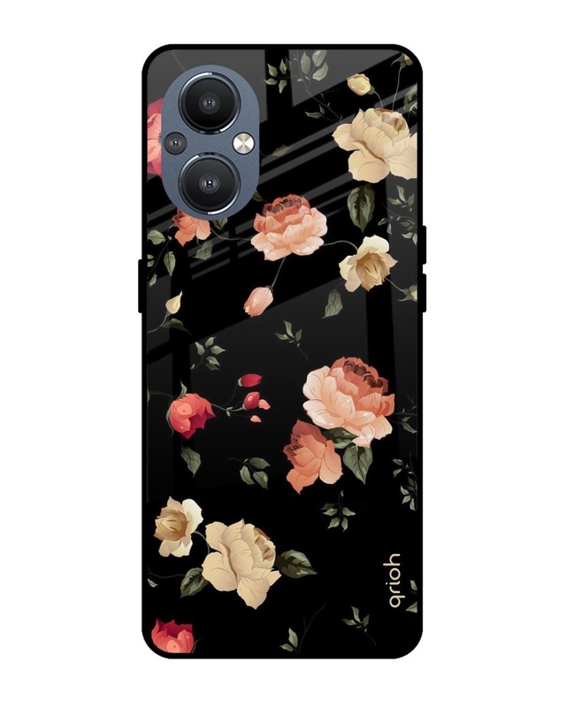 Shop Floral Printed Premium Glass Cover For OnePlus Nord N20 5G (Impact Resistant, Matte Finish)-Front