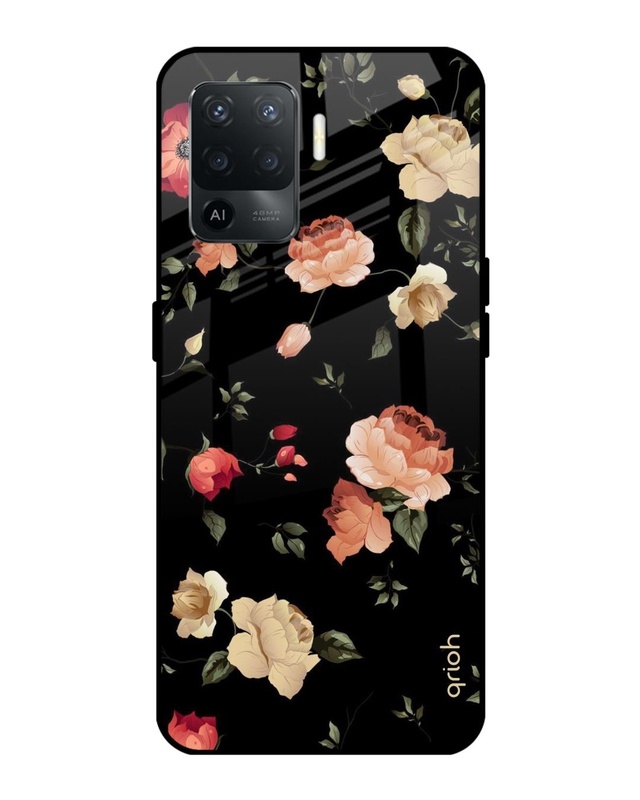 Shop Floral Printed Premium Glass Cover For Oppo F19 Pro (Impact Resistant, Matte Finish)-Front