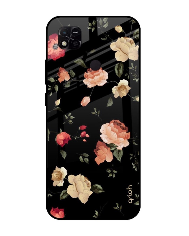 Shop Floral Printed Premium Glass Cover For Redmi 10A (Impact Resistant, Matte Finish)-Front