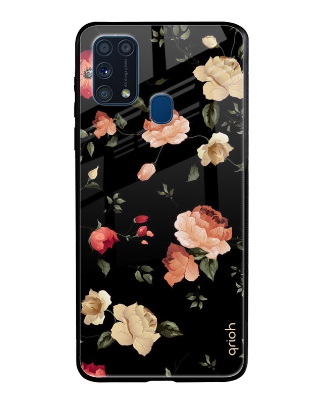 Shop Floral Printed Premium Glass Cover For Samsung Galaxy M31(Impact Resistant, Matte Finish)-Front