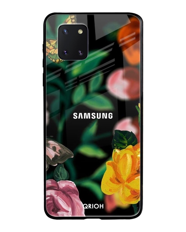 Shop Floral Printed Premium Glass Cover For Samsung Galaxy Note 10 lite (Impact Resistant)-Front