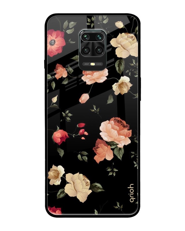 Shop Floral Printed Premium Glass Cover For Xiaomi Redmi Note 9 Pro (Impact Resistant, Matte Finish)-Front