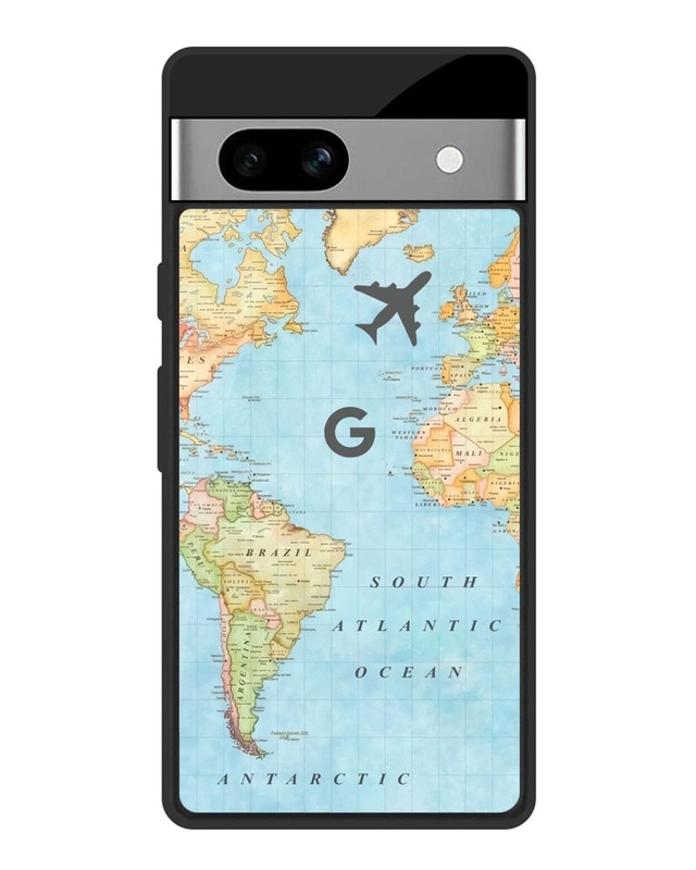 Shop Fly Around The World Premium Glass Case for Google Pixel 7A(Shock Proof, Scratch Resistant)-Front