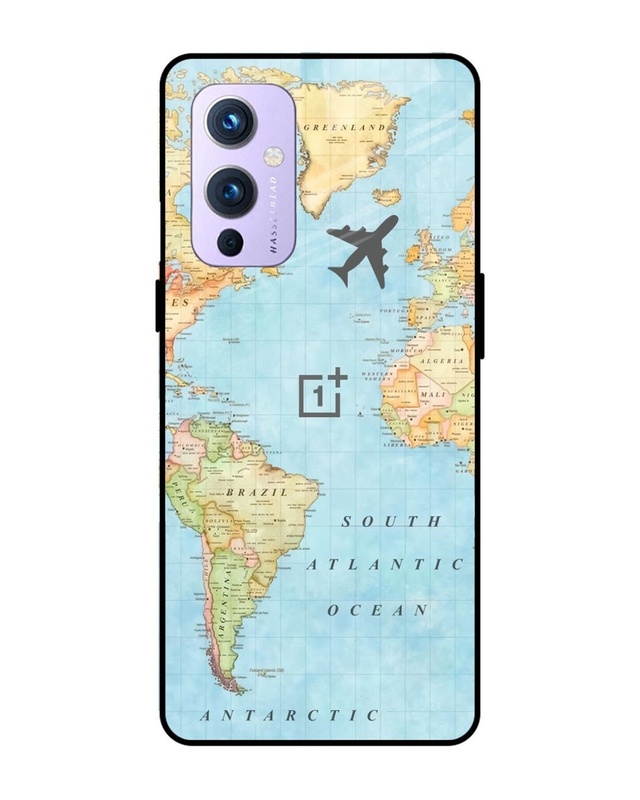 Shop Fly Around The World Premium Glass Case for OnePlus 9 (Shock Proof, Scratch Resistant)-Front