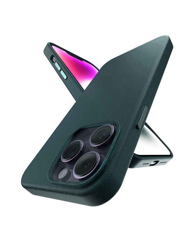 Shop Forest Green Leather Case for Apple iPhone 15 Pro Max-Front