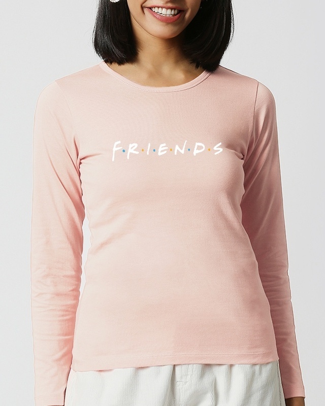 Shop Women's Pink Friends Logo (FRL) Typography T-shirt-Front