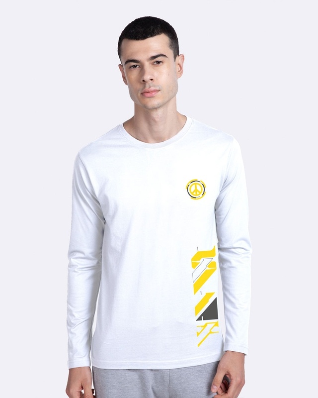 Shop Funk Peace Full Sleeve T-Shirt White-Front