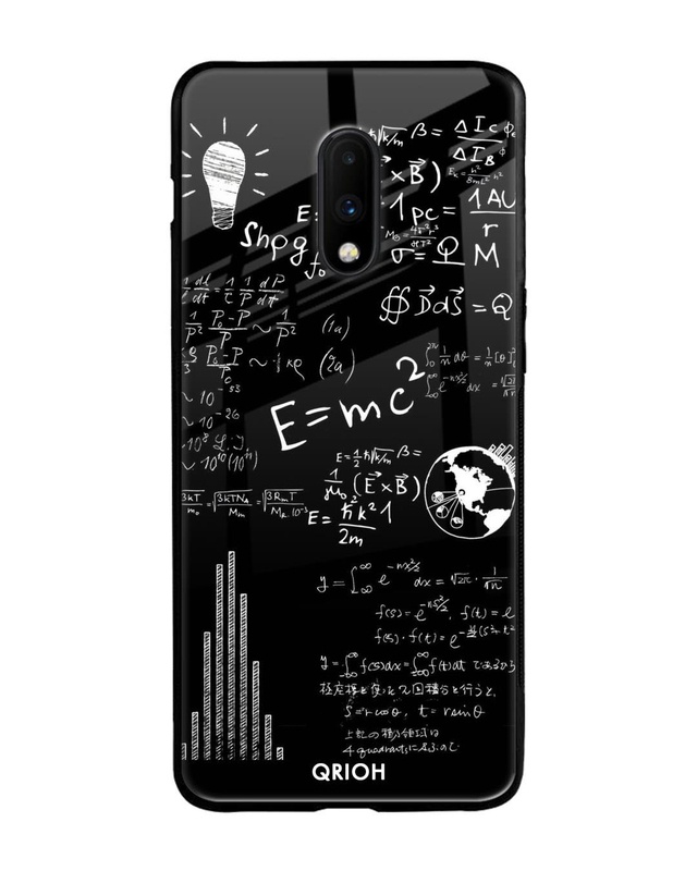 Shop Funny Math Premium Glass Case for OnePlus 7 (Shock Proof, Scratch Resistant)-Front