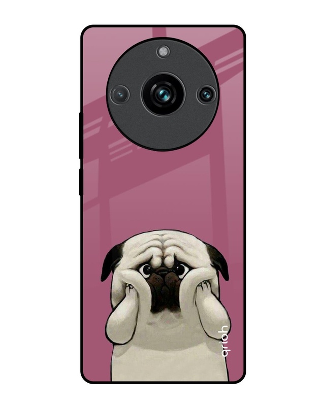 Shop Funny Pug Face Premium Glass Case for Realme 11 Pro+ 5G (Shock Proof, Scratch Resistant)-Front