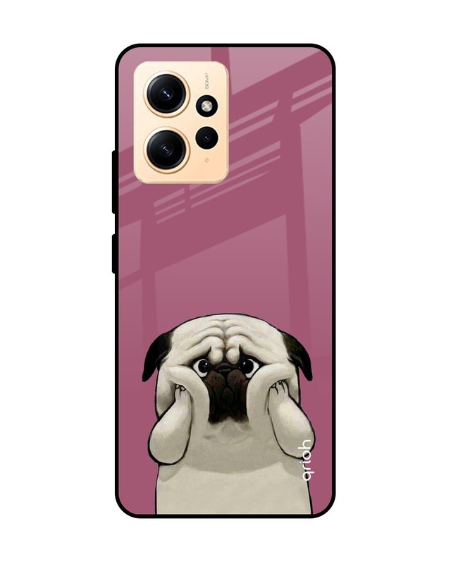 Shop Funny Pug Face Premium Glass Case for Redmi Note 12 (Shock Proof, Scratch Resistant)-Front