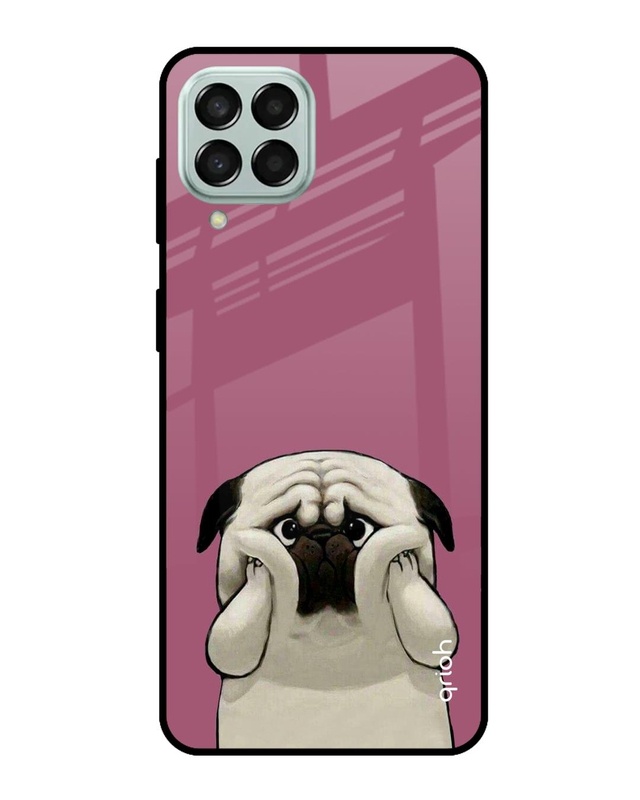 Shop Funny Pug Face Printed Premium Glass Cover For  M33 5G(Impact Resistant, Matte Finish)-Front