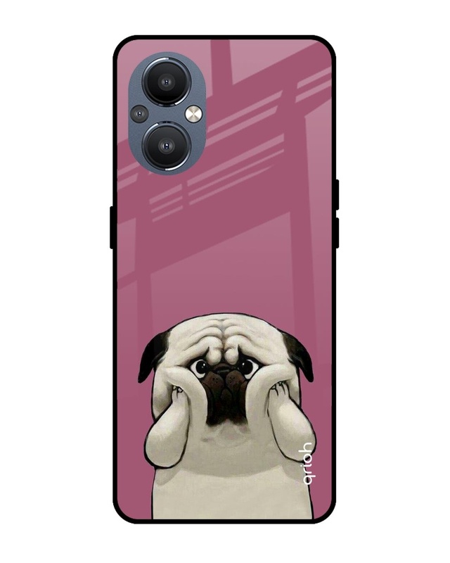 Shop Funny Pug Face Printed Premium Glass Cover For OnePlus Nord N20 5G (Impact Resistant, Matte Finish)-Front